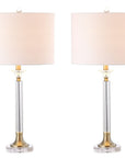 Set of Two 28" Clear And Gold Table Lamps With Drum Shades