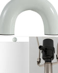 Set of Two 18" White Geometric Arched Lamps With Empire Shades