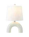 Set of Two 18" White Geometric Arched Lamps With Empire Shades