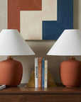 Set of Two 18" Clear Novelty Table Lamps With Empire Shades