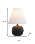 Set of Two 18" Black Round Bedside Lamps With Cone Shades