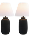 Set of Two 25" Black Urn Table Lamps With Cone Shades