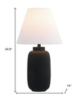 Set of Two 25" Black Urn Table Lamps With Cone Shades