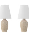 Set of Two 19" Cream Urn Bedside Lamps With Empire Shades