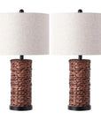 Set of Two 25" Black Table Lamps With Drum Shades