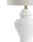 Set of Two 22" White And Gold Urn Bedside Lamps With Drum Shades