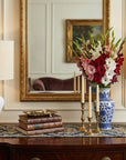 Set of Two 22" White And Gold Urn Bedside Lamps With Drum Shades