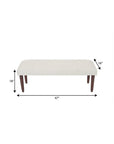 47" Cream and Brown Boucle and Solid Wood Upholstered Bench