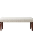 47" Cream and Brown Boucle and Solid Wood Upholstered Bench