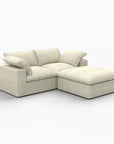 79" White and Black Linen Blend Modular Loveseat With Storage
