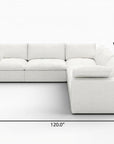 White Linen Blend Modular L Shaped Five Piece Corner Sectional