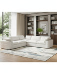 White Linen Blend Modular L Shaped Five Piece Corner Sectional
