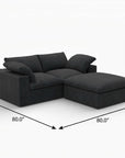 79" White and Black Linen Blend Modular Loveseat With Storage