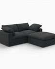 79" White and Black Linen Blend Modular Loveseat With Storage