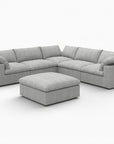 White Linen Blend Modular L Shaped Six Piece Corner Sectional With Ottoman