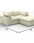79" White and Black Linen Blend Modular Loveseat With Storage