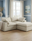 79" White and Black Linen Blend Modular Loveseat With Storage