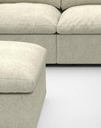 White Linen Blend Modular L Shaped Six Piece Corner Sectional With Ottoman