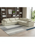 White Linen Blend Modular L Shaped Five Piece Corner Sectional