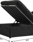 79" White and Black Linen Blend Modular Loveseat With Storage