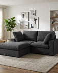 79" White and Black Linen Blend Modular Loveseat With Storage