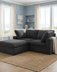 79" White and Black Linen Blend Modular Loveseat With Storage