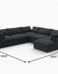 White Linen Blend Modular L Shaped Five Piece Corner Sectional