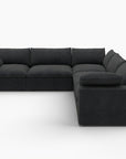 White Linen Blend Modular L Shaped Five Piece Corner Sectional