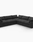 White Linen Blend Modular L Shaped Five Piece Corner Sectional