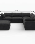White Linen Blend Modular L Shaped Six Piece Corner Sectional With Ottoman