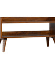 35" Chestnut Solid Wood Storage Bench With Shoe Storage