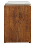 35" Brown Linen And Solid Wood Upholstered Storage Bench With Shoe Storage