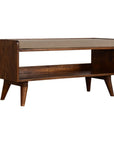 35" Beige And Brown Linen And Solid Wood Upholstered Storage Bench With Shoe Storage