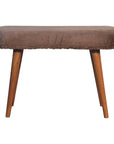 31" Brown Faux Fur And Solid Wood Upholstered Bench