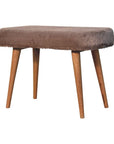 31" Brown Faux Fur And Solid Wood Upholstered Bench