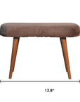 31" Brown Faux Fur And Solid Wood Upholstered Bench
