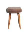 31" Brown Faux Fur And Solid Wood Upholstered Bench