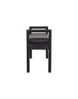 43" Black And Brown Genuine Leather And Solid Wood Upholstered Bench
