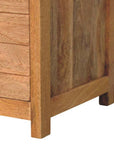 39" Tan And Oak Genuine Leather And Solid Wood Upholstered Storage Bench With Drawers