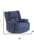 39" Blue Polyester Blend Manual Recliner