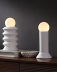 Set of Two 13" Clear Geometric Table Lamps With Globe Shades