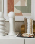 Set of Two 13" Clear Geometric Table Lamps With Globe Shades