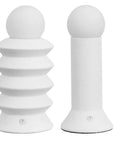 Set of Two 13" Clear Geometric Table Lamps With Globe Shades