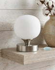 6" Nickel Novelty USB Table Lamp With Globe Shade