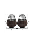 Set of Two 10" Black Round USB Table Lamps With Globe Shades