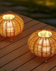Set of Two 6" Brown Lantern USB Table Lamps With Globe Shades