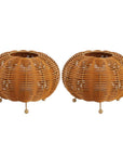 Set of Two 6" Brown Lantern USB Table Lamps With Globe Shades
