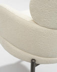 White And Gunmetal Boucle And Stainless Steel Dining Arm Chair