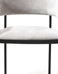 Set of Two Light Gray and Black Fabric and Steel Open Back Dining Arm Chairs