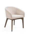 Taupe and Brown Boucle And Faux Leather Dining Arm Chair